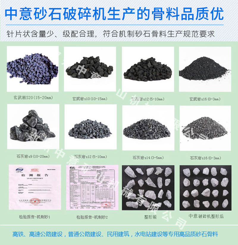 中意破碎機生產(chǎn)的骨料品質優(yōu)